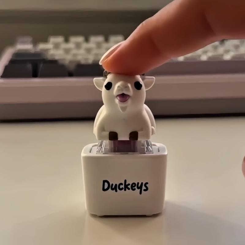 Mini Cartoon Lamb Button Keychain Rechargeable Sound Light Effect Fun Decorative Pendant for Backpack Handbag