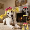Pet Dress Up Adjustable Pet Wig Braid Bow Elastic Rope Pet Head Cover Decorative Double Braids Cat Cosplay Headwear Photo Props