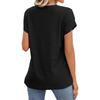 Women's Casual Fashion V,neck Color Hollow Short,sleeved T,shirt Top