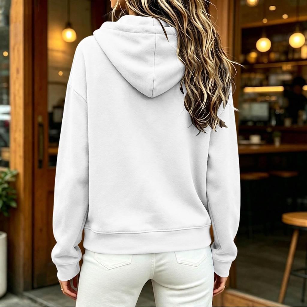 Women's Fashion Color Hooded Long Sleeve Loose Sweatshirt Top