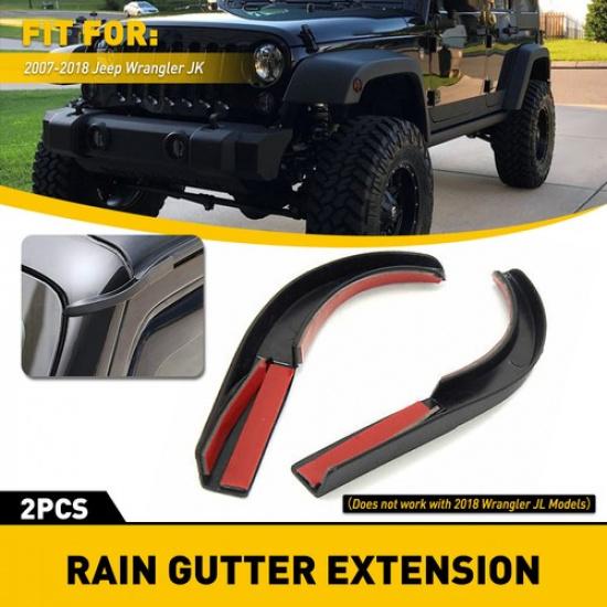 Water Rain Gutter Extension For 2007-17/2018-21 Jeep Wrangler JL JK Quality B
