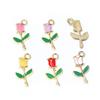 20pcs 18x9mm Enamel Rose Flower Charms Pendant Small DIY Jewelry Making Accessories Findings for Necklace Bracelet Earrings