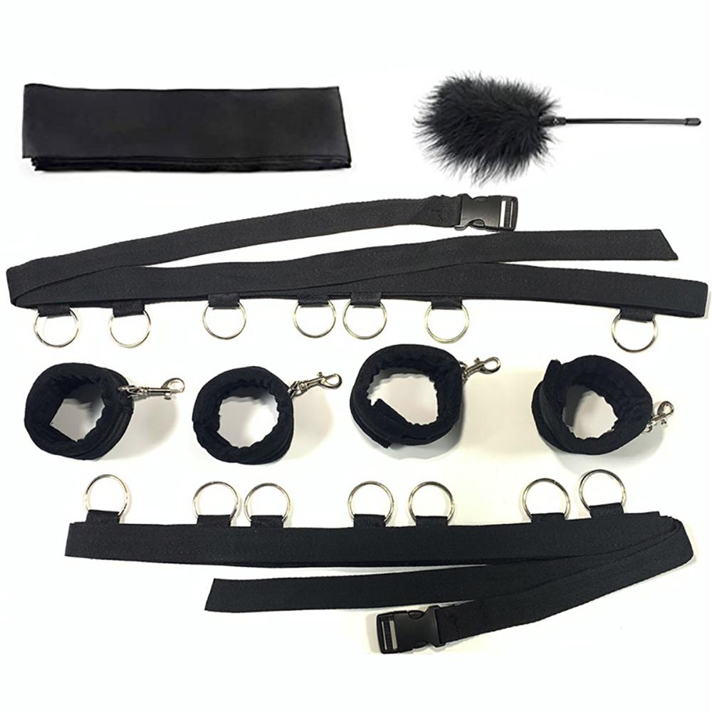 Adult Bondage Gear  Handcuff Leg Restraint Bed Games Sex Toy Set Couple SM Slave Strap System Eye Blinder Flirt Teaser Kits