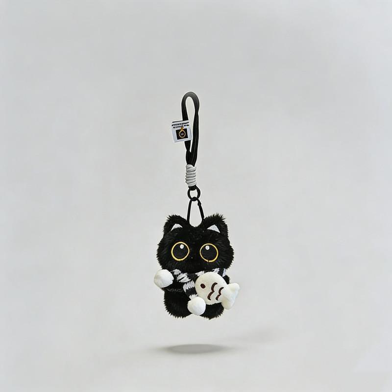 Portachiavi Peluche Gatto Nero Giocattolo Per Bambini E Adolescenti Regalo Carino Accessorio Animale