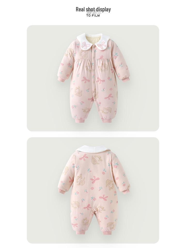 Sweet & Cozy Newborn Baby Girl Cotton Jumpsuit for Autumn