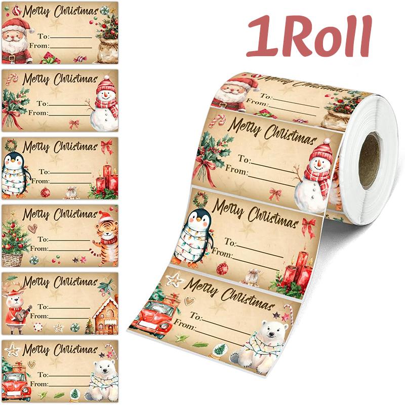 

180Stickers/Roll Christmas Gift Label Stickers Self-Adhesive Stickers Vintage Envelope Seals Gift Packaging Decor Labels Sticker 8x4cm