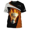 Summer Vintage 3D Sports Badminton Printing T Shirt Fitness Lovers Graphic Short Sleeves Gym Fashion Streetwear T-shirts Clothes