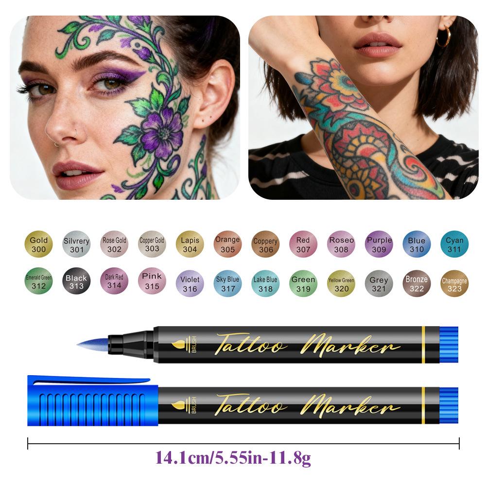 Soft Tip Temporary Skin Marker Pen - Disposable Body and Face Paint for Festivals and Parties