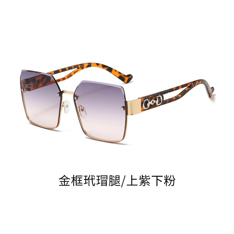 New fashion sunglasses women trend half frame trimmed sunglasses Internet celebrities pose UV protection sun eye