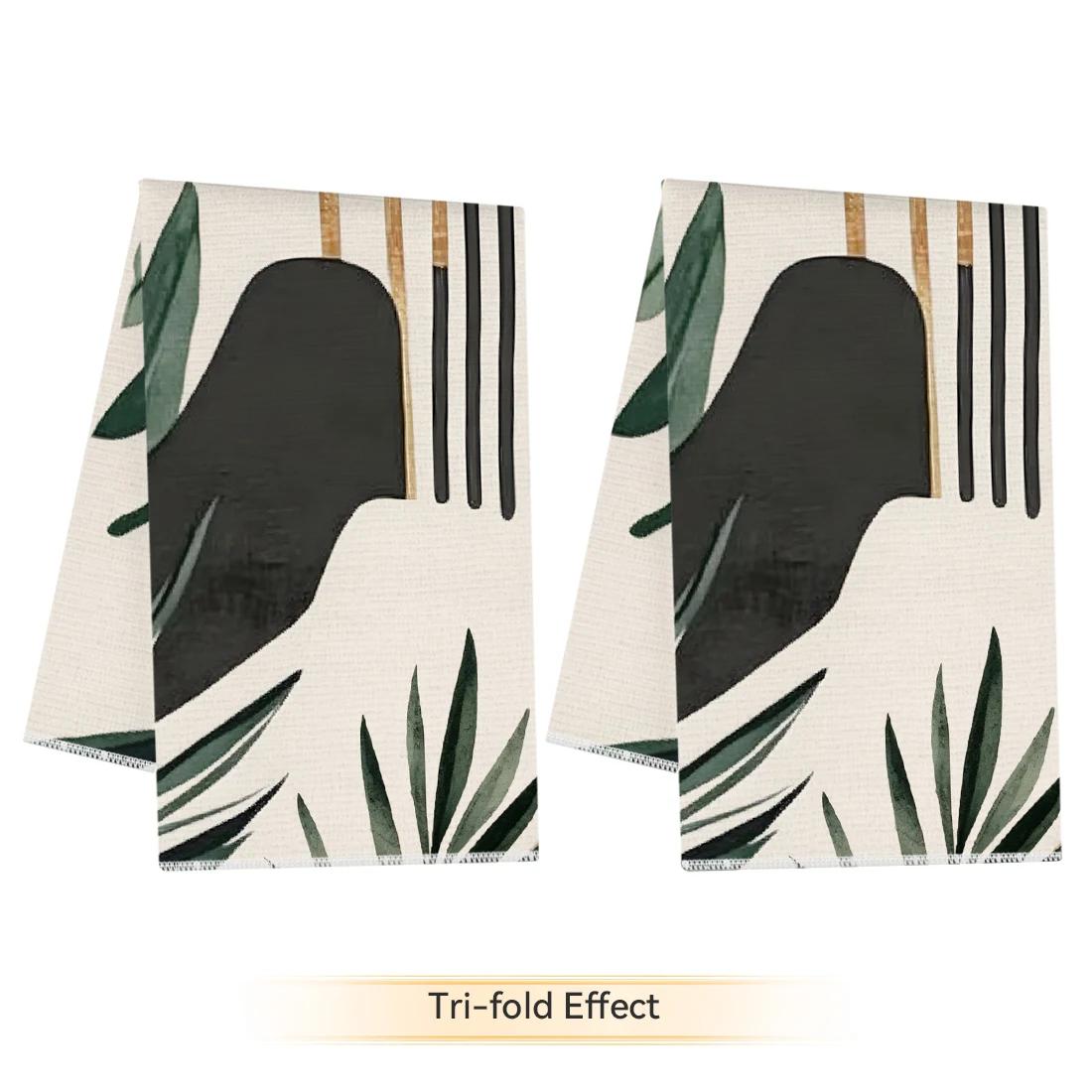 2pcs/set Kitchen Towels 40x60cmTropical leaves geometric styleHand Towels Christmas Decorations for Home Noel Dish Towels Gifts 40x60cm