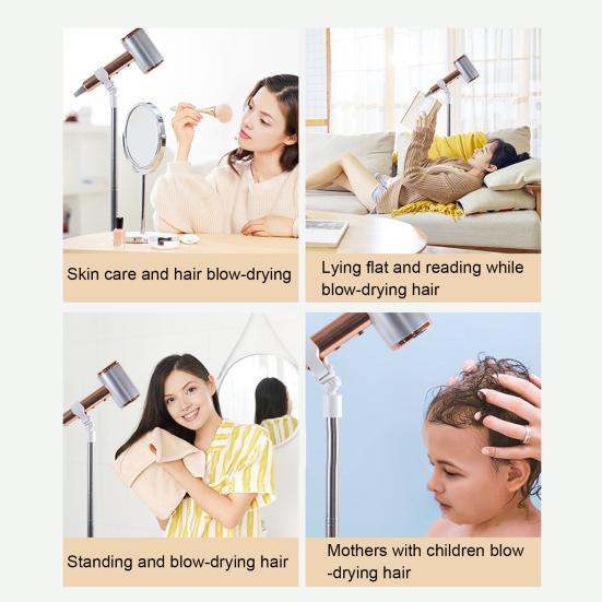 Pet Dryer Stand Adjustable Dog Hair Dryer Holder Floor or Table Mount Hands-Free Blow Dryer Holder Rotatable Grooming Rack for Dogs And Cats