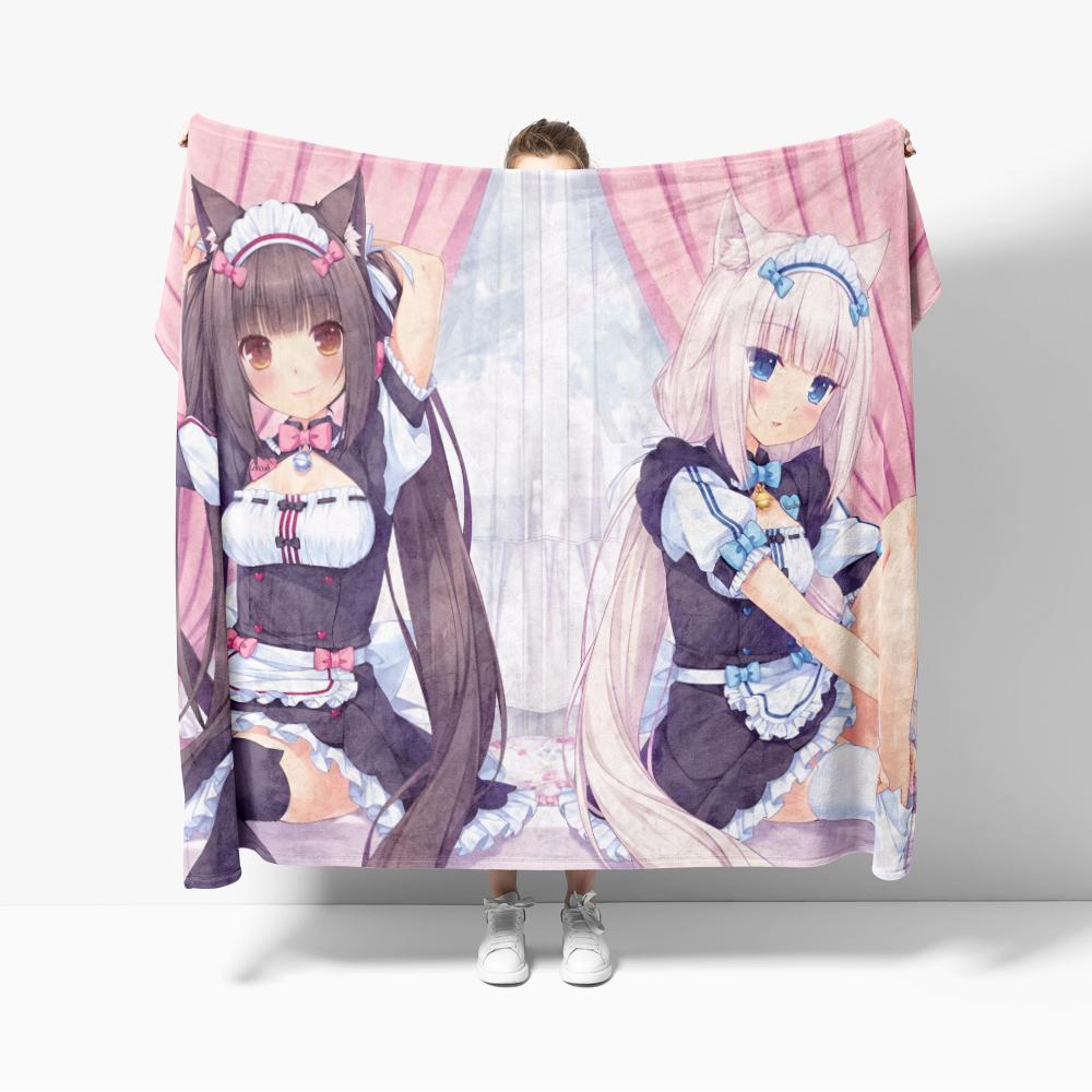 Anime Nekoparas Flanne Blanket Soft comforter sets throw for Couch Warm Flannel Blankets Bedroom Kawaii Cute
