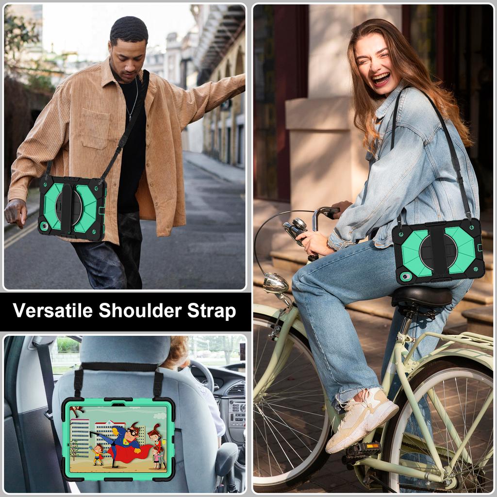 Heavy Defense Armor ProtectiveTablet Case For Samsung S11 S10 S9 FE A11 A9 Plus A7 Lite with Lanyard Thick Shockproof with Rotating Kickstand Cover