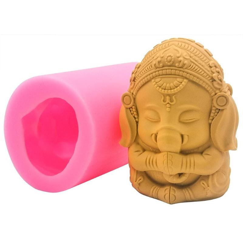 

1 Pcs 3D Ganesh Soap Candle Mold Mould Ganesha Silicone Mold For Candle Decorating Resin Epoxy Crafts Gyspum Statue Molds сливовий