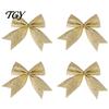 Lightweight Tree Branch Ornaments 4Pcs Glitter Christmas Bow, Sparkling Ribbon Hanging Ornament for Decorative Bows Door Lintels Front Wreath, Festive