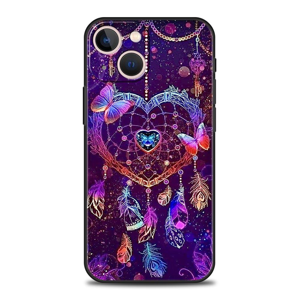 Cute Mandala Dreamcatcher Phone Case For iPhone 17 16 15 Pro Max 11 12 13 14 7 8 Plus SE 2020 X XR XS Cover Soft Black