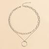 New silver-plated circle thick line multi-layer necklace celebrity fashion street shot personalized double-layer collarbone chain women