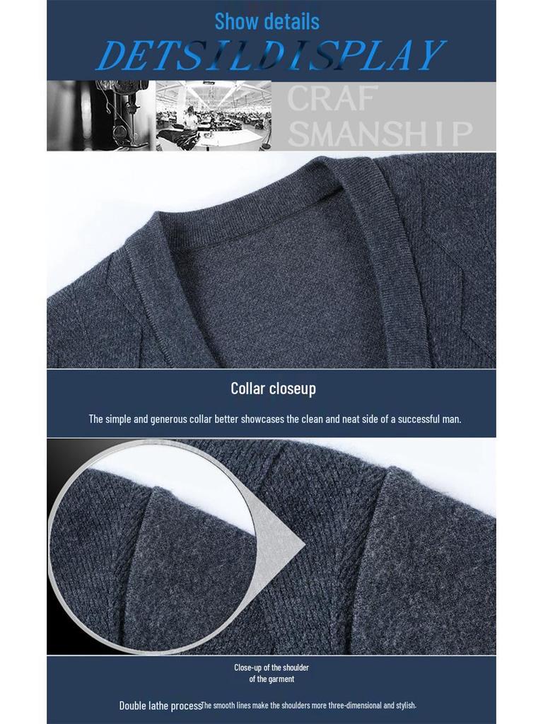 Brandneuer Herren Winter Kaschmir Cardigan: Mid-Age Dad Stil, Dicker Business Wollpullovermantel