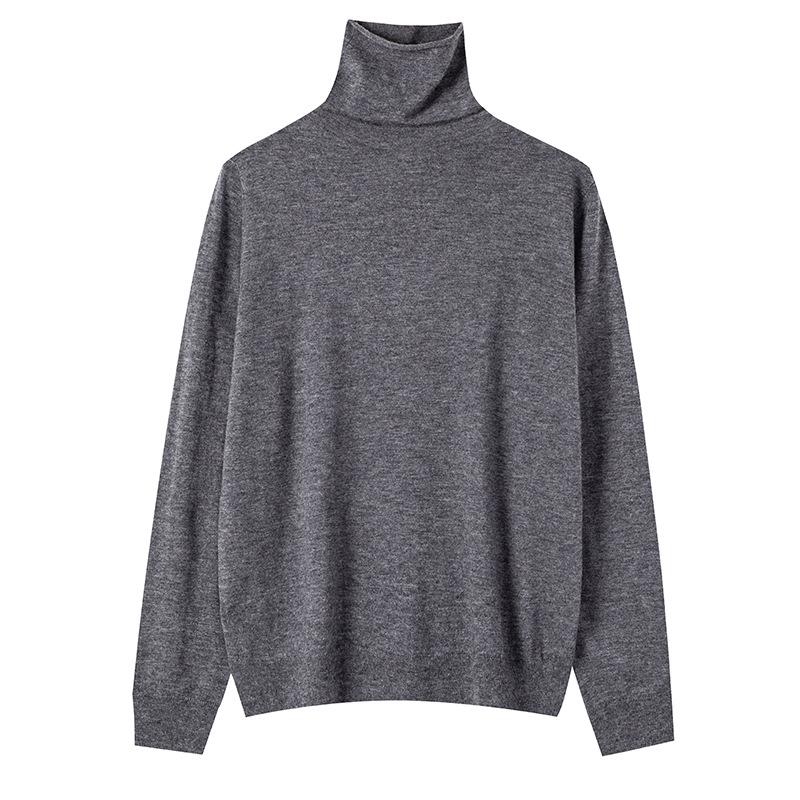 Worsted Fine Branch 0 Pure Wool Pile Collar Rolled Edge Knitted Bottoming Shirt Women's Pullover Sweater Thin Inner Sweater
