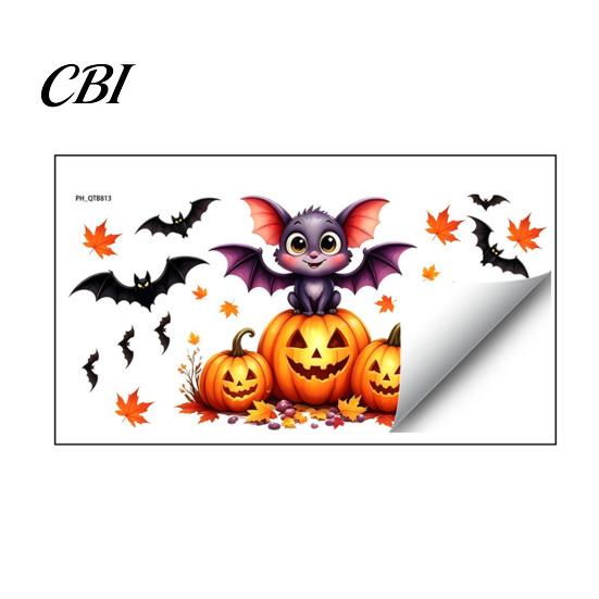 Easy Peel Stick Classroom Wall Decor Cute Halloween Decals, Black Cat Witch Bat Pumpkin Stickers, Fall Removable Autumn Stickers & Art for Home