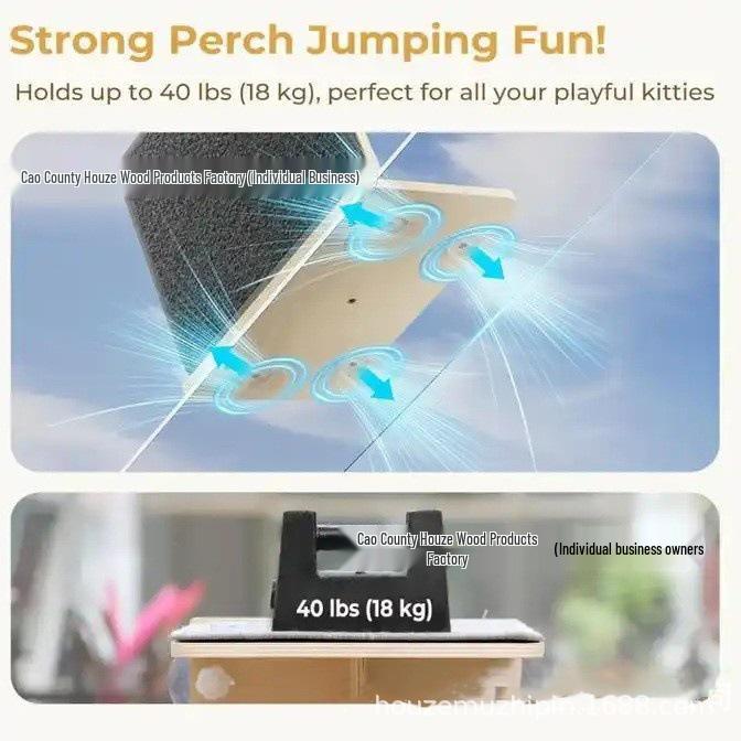 Настенный гамак-лежанка для кошки на эркер: Деревянный кошачий домик и игровой комплекс 40x18x28.5cm