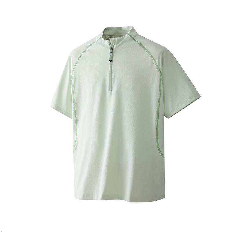Unisex Quick-Dry Half-Zip Short Sleeve Outdoor Running T-shirt with Sun Protection S