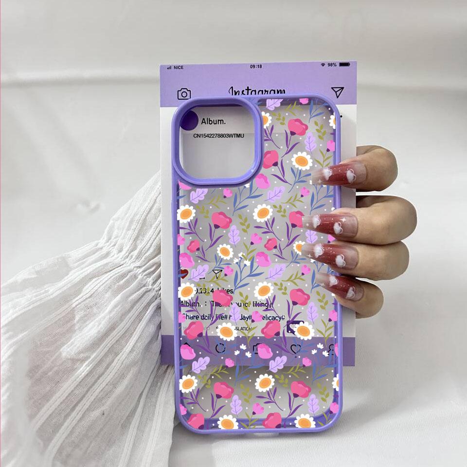 

Модний чохол для телефону з квітами тюльпана та ромашки для iPhone 16 15 14 13 12 11 17 Pro Max 7 8 Plus Лист Цукерковий колір Прозорий жорсткий чохол Fundas iPhone 14