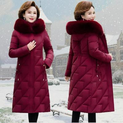 Women's Winter Warm Parker Coat Thickened Long Knee Jacket Waisted Warm Coat