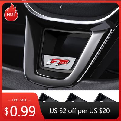 For VW VOLKSWAGEN 2026 New Senior R Rline Logo Car Steering Wheel Trim ABS Plating Stickers Accessories For Volkswagen GTI Polo