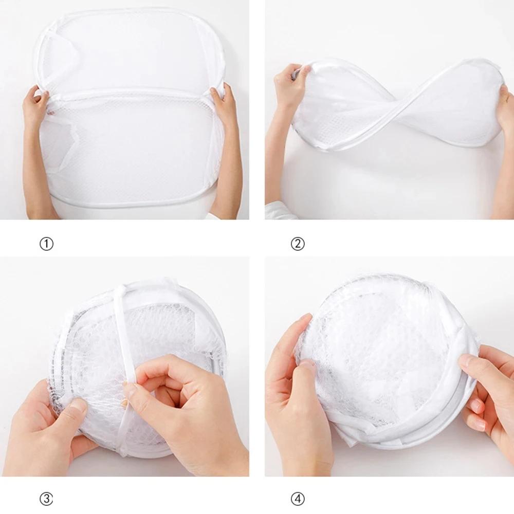 Foldable Dirty Clothes Basket Bathroom no Partition Dirty Clothes Mesh Bag Laundry Storage Pouch of Clothes Socks Toys Sundries