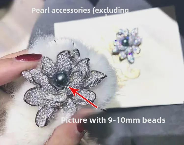 DIY Lotus Pearl Brooch Kit: Semi-Finished Corsage Pin with Needle for Women