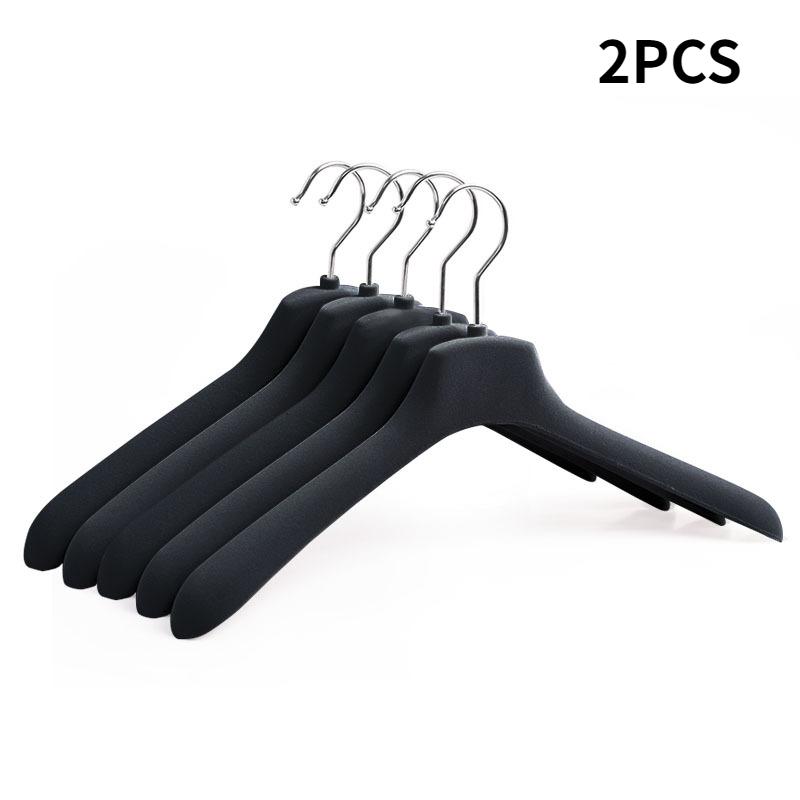 Вешалка для костюма из бархата шириной 4 см, 2 нескользящие вешалки для пальто с поворотным крючком на 360°, многофункциональная стойка для хранения вещей для женщин и мужчин 2PCS чёрный