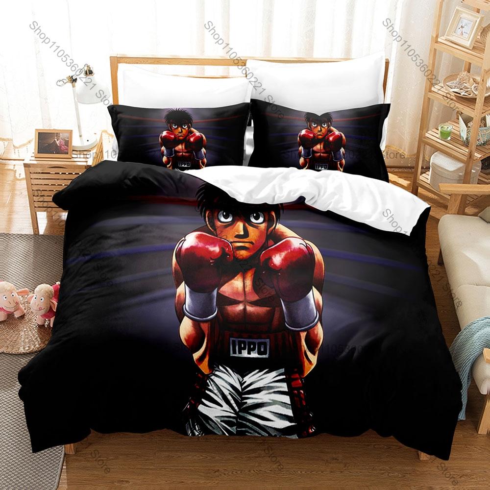 Cool Hajime No Ippo Bedding Set Duvet Cover + 2 Pillowcases Boxing Sports Anime Ippo Makunouchi Fighting Cool Bedroom Decor