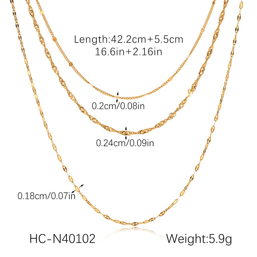 Light Luxury 18K Gold Plated Multi-Layer Stainless Steel Necklace, High-End Titanium Steel Jewelry, Non-Fading Neck Chain