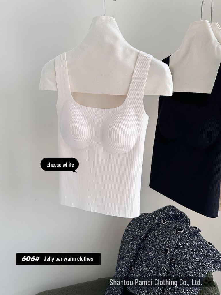 2025 Women's Skin-Friendly Camisole Vest with Chest Pads: Seamless Tube Top & Versatile Bottoming Shirt