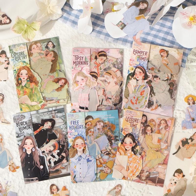 30-Sheet Cute Cartoon Girl Stickers, Adorable Girl Designs for Journal Decoration, DIY Craft Accents, and Planner