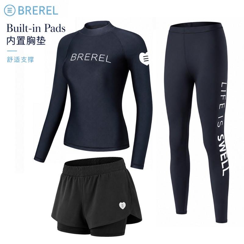 Womens Long Sleeve UPF 50 Rash Guard Swimsuit With Chest Pad Snorkeling Surfing Jellyfish Protection