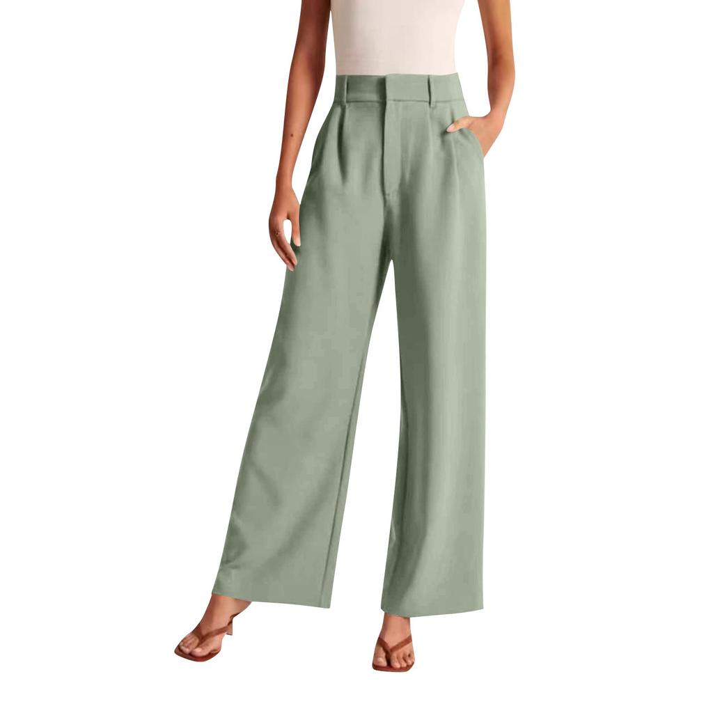 Casual Fit Wide Leg Pants Women's Casual Wide Leg High Waist Straight Leg Trousers Women's Trousers Suit Pleated High Waist Pants