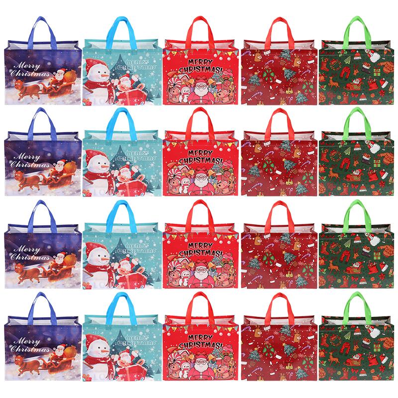 

20PCS/Pack 33x25x17cm Christmas Gift HandBag Mix Styles Non-woven Souvenir Package Storage Decoration Christmas Party Supply ZYF 33x25x17cm