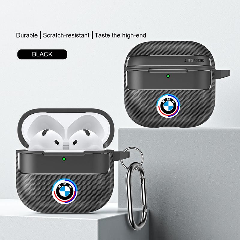 YGIE8 Business Carbon Fiber Earphone Cases with Keychain For Airpods 1/2/3 AirPods pro AirPods pro 2 AirPods 3 pro For BMW Performance