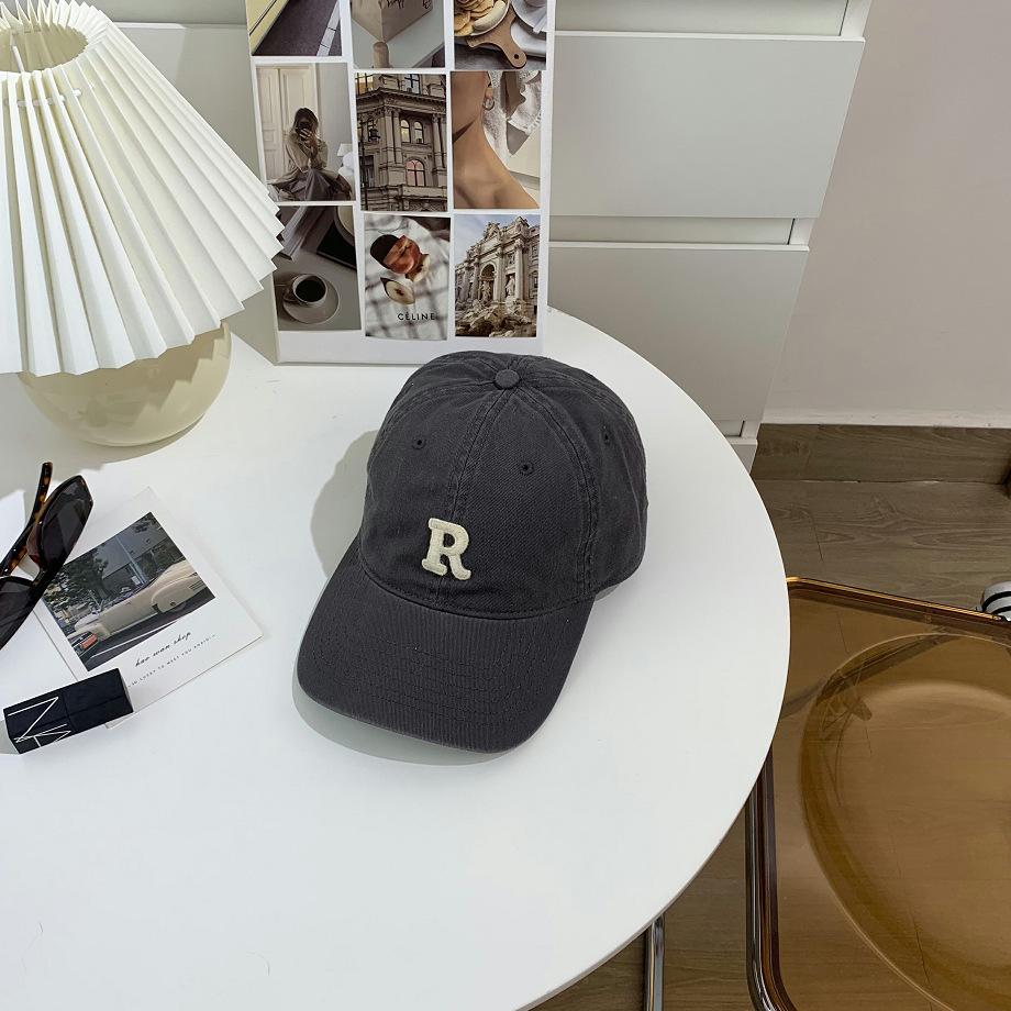 New Embroidery Letter R Baseball Cap Summer Solid Women Ponytail Hats Men Baseball Cap Cotton Outdoor Simple Visor Casual Cap