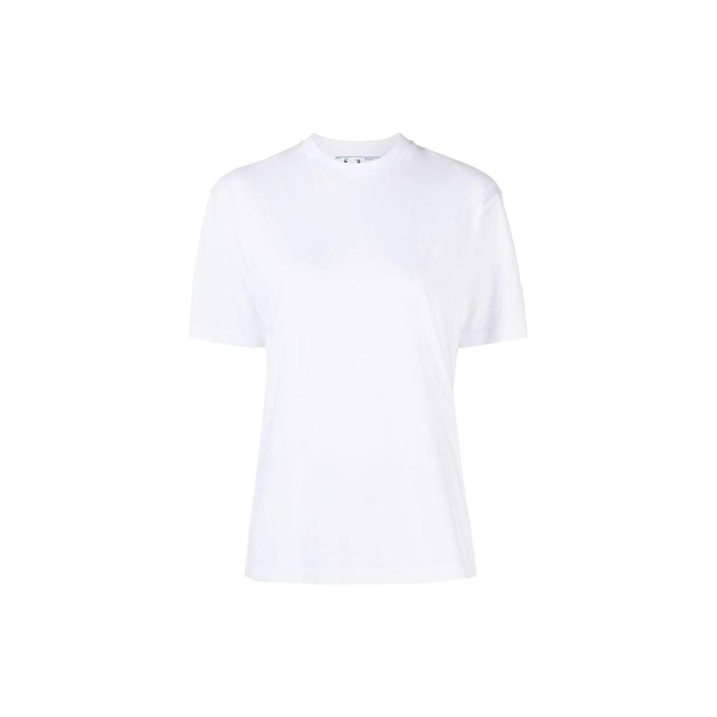 Off-White FW22 Letter Logo Twill Print Crew Neck Short Sleeve T-Shirt Regular Fit Women Tops White OWAA049C99JER0010101