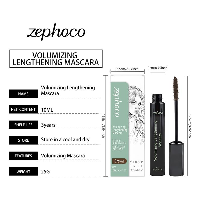 Brown Eyelash Mascara Waterproof Long Lasting Lengthening Curling Formula For Party Makeup Or Daily Office Use