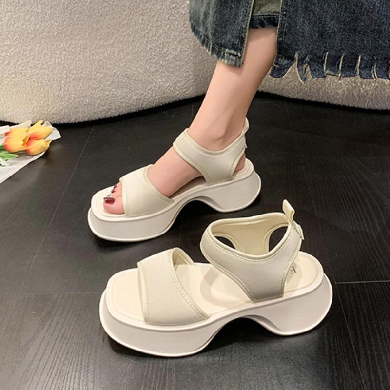 Fashion Trendy Thick Bottom Sandals 2024 Summer New Sport Style Slope Heel One Word Casual Comfortable Women's Sandals Zapatos De Mujer