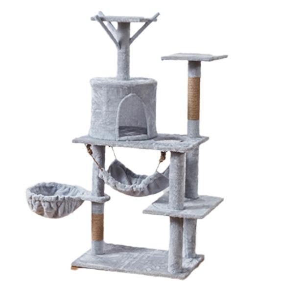 All-Season Cat Tree Tower with Hammock - Integrated Climbing Frame, Nest, and Shelf