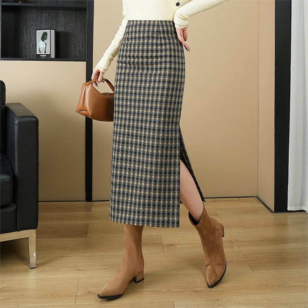 Women's High Waist Pencil Midi Skirt High Waist Straight Midi Skirt