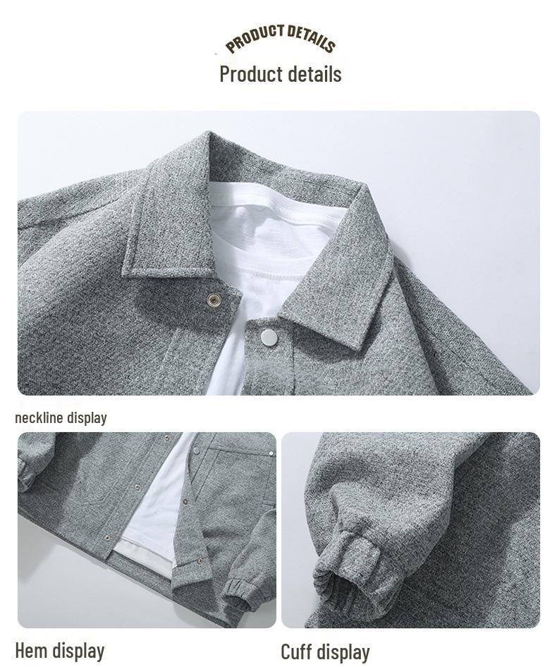 Men's 2025 Autumn Loose Retro Workwear Jacket - Hong Kong Style, Casual & Versatile Lapel Outerwear