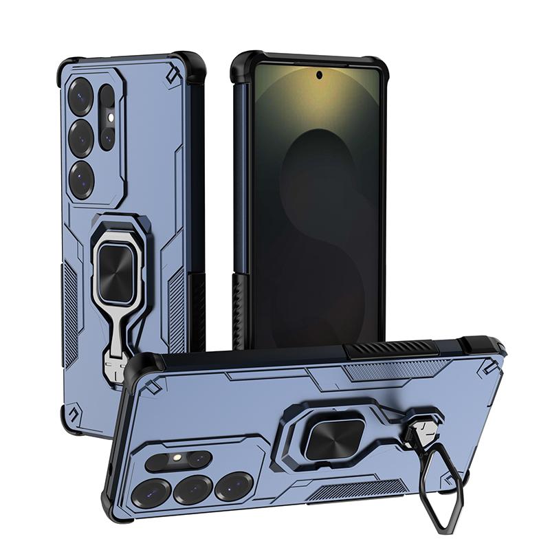 KEYSION Etui odporne na wstrząsy do Samsung S25 Ultra 5G Miękki silikon + PC Pionowy metalowy stojak na telefon Tylna obudowa do Galaxy S25+ Plus