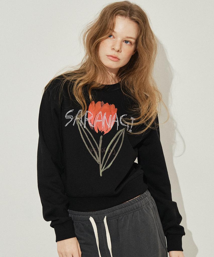 SARANAGI Se05810- Crop Sweatshirt (Black)