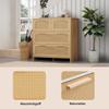 Hochwertiger Rattan-Schrank mit 4 Schubladen und Griffen aus Massivholz - Geeignet für Schlafzimmer, Wohnzimmer, Esszimmer, Flur - Maße: B80/H80/T38 cm